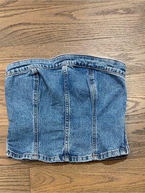 Abercrombie & Fitch Denim Tube Top Bustier XS NWT Strapless Blue Jean Top